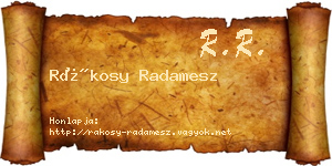 Rákosy Radamesz névjegykártya